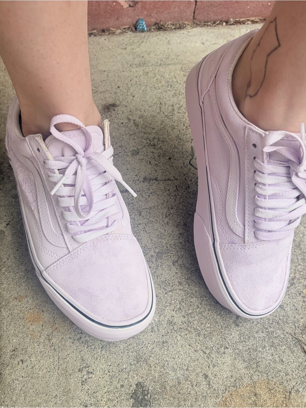 Customized original platform Old Skool Vans Women's Lilac Low-Top Sneakers
